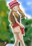  ass no_panties pokemon pokemon_xy serena skirt_lift tomo_tomo 