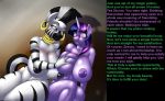  2girls anthro blush bottomless breasts female female_only friendship_is_magic furry groping hair horns horse horse_girl huge_breasts long_hair manip misterman4_(manipper) my_little_pony nude purple_hair spiral_eyes text topless twilight_sparkle unicorn yuri zecora 