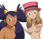  breasts iris iris_(pokemon) nude pokemon pokemon_xy serena tomo_tomo 