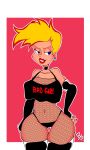 1girl bad_girl bad_girl_(text) banana_spear big_breasts breasts cleavage female_only fishnet fishnet_bodysuit fishnet_clothes genderswap jenny_test johnny_test johnny_test_(character)