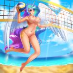  big_breasts breasts horn my_little_pony my_little_pony:_friendship_is_magic nipples nude princess_celestia pussy racoonkun_(artist) volleyball wings 