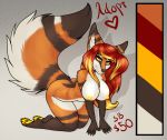  1girl 1girl all_fours anthro big_breasts breasts canine fox furry hair jackalope_(artist) mammal nipples nude popcornpanic red_hair yellow_eyes 