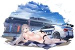  15:10_aspect_ratio 1girl 1girl 1girl 3:2_aspect_ratio alternative_costume animal arm_support azur_lane bangs bare_arms bare_hips bare_shoulders big_breasts bird black_footwear black_gloves blue_eyes blue_sky breasts car center_opening checkered checkered_flag clavicle cleavage company_name criss-cross_halter day enka_(bcat) erect_nipples female_only flag gloves ground_vehicle halter_top halterneck hand_on_hip headwear_removed helmet helmet_removed high_resolution large_nipples long_hair looking_at_viewer lying motor_vehicle navel nipples nude nude_filter on_ground on_side one_side_up outside pussy race_queen racecar shoukaku_(azur_lane) shoukaku_(sororal_wings)_(azur_lane) silver_hair sky sleeveless stockings third-party_edit transparent_background vehicle very_long_hair white_legwear 