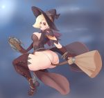  1girl angela_ziegler big_ass broom broom_riding broomstick female female_only flying halloween hat mercy_(overwatch) overwatch panties sundown witch witch_hat 