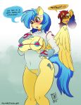  &gt;:3 1girl 2016 anthro areola blush bra clothed clothing cutie_mark dialogue duo english_text equine eyewear fan_character furry goggles horn mammal my_little_pony nervous pegasus silvia_windmane skimpy sweet_voltage text tight_clothing tongue tongue_out underwear unicorn wings zo&#039;dee zwitterkitsune 