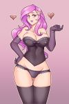 1girl breasts corset female female_only fleur_de_lis_(mlp) friendship_is_magic full_body gloves humanized lingerie long_gloves long_hair mostly_nude my_little_pony nauthleroy panties solo_female standing stockings