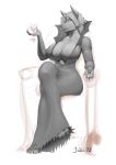  1girl 1girl 2013 anthro beverage big_breasts breasts canine cleavage clothed clothing cosplay furry hair high_res holding_glass holding_object jen_(jindragowolf) jindragowolf mammal simple_background sitting smile voluptuous wide_hips 