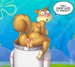  1girl anthro anus ass breasts clothing english_text fur furry hotneon looking_at_viewer mammal nickelodeon nipples nude pussy rodent sandy_cheeks spongebob_squarepants squirrel suit text 