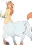 1girl 2014 anatomically_correct anatomically_correct_pussy animal_genitalia anus ass big_breasts blush breasts centaur edit equine equine_pussy etheross hair human looking_at_viewer mammal nipples nude pointy_ears presenting presenting_hindquarters pussy raised_tail standing taur teats