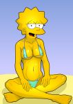  bikini breasts cameltoe crossed_legs erect_nipples evilweazel_(artist) lisa_simpson the_simpsons thighs 