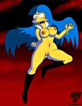  big_breasts blue_hair boots breasts gkg hair marge_simpson nude shaved_pussy the_simpsons 