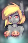  1girl 1girl 2016 anthro breasts cheezayballz earth_pony equine fan_character furry hair halloween high_res holidays horse looking_at_viewer mammal multicolored_hair my_little_pony nude pony tongue tongue_out two_tone_hair 