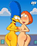  anus ass big_breasts blue_hair breasts crossover family_guy gkg hair lois_griffin marge_simpson nude sexy_ass shaved_pussy teeth the_simpsons 