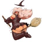  1girl alien broom broomstick bubble_butt cosplay flying funny gloves halloween hat jasper long_hair looking_down muscle orange_skin shiny shiny_skin steven_universe witch witch_hat 