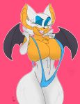 1girl big_breasts breasts curvy feathers-ruffled furry revealing rouge_the_bat sega sonic_*(series) sonic_the_hedgehog_(series) thighs wings winking