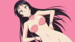  1girl arm arms art babe bare_arms bare_shoulders black_hair bracelet breasts brown_eyes clenched_teeth collarbone dutch_angle grin hands_on_hips jewelry kajou_ayame long_hair looking_at_viewer navel necklace nipples nude pink_background pussy shimoneta shimoneta_to_iu_gainen_ga_sonzai_shinai_taikutsu_na_sekai small_breasts smile standing teeth 