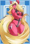  1girl 1girl 2016 anthro areola big_breasts big_ears blonde_hair blue_eyes breasts cleavage clothed clothing cutie_mark equine eyebrows eyelashes fan_character furry hair horn mammal my_little_pony nipples scarlet_rose sparkles standing suddenhack thick_thighs unicorn wide_hips 