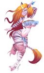  1girl 1girl anthro areola breasts clothed clothing equine furry hair horn hybrid loincloth looking_at_viewer mammal myloveless nipples skimpy smile stripes translucent transparent_clothing wide_hips zebra 