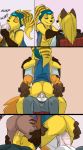  1girl anthro ball beverage big_penis blush breasts canine close-up clothing comic diner drunk fellatio fox furry grope jcfox licking lombax mammal oral penis ratchet ratchet_and_clank sex testicles tongue tongue_out video_games 