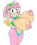  1girl 1girl 2014 amy_rose anthro areola big_breasts breasts clothed clothing daredemon7000 erect_nipples flashing hedgehog high_res huge_breasts mammal nipples partially_clothed pink_body sega 