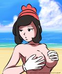  alissahentaikingdom breasts hand_bra moon_(pokemon) moon_(trainer) nude pokemon pokemon_sm 