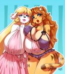  1girl 2016 absurd_res anthro big_breasts breasts cameltoe canine cleavage clothed clothing duo erect_nipples feline furry high_res huge_breasts mammal michiyoshi nipple_bulge nipples panties underwear 