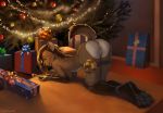  1_female 1_girl 1girl all_fours anthro ass aziza bow breasts christmas female female_anthro female_only fur furry gift holidays hyena indoors living_room looking_at_viewer mammal nude paws presenting pussy raised_tail solo totesfleisch8 tree 