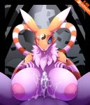  &lt;3 &lt;3_eyes 1girl absurd_res after_sex anthro anthrofied areola big_breasts big_eyes blush bodily_fluids breasts canid canine clothed clothing cum cum_in_mouth cum_inside cum_on_breasts cum_on_face cum_on_penis cum_on_tongue cum_string digimon digimon_(species) digimorph duo erection genital_fluids genitals hand_on_breast huge_breasts humanoid_genitalia humanoid_penis kyubimon looking_at_viewer male male/female mammal neck_tuft nipples one_eye_closed paizuri partially_clothed penis r-mk sex solo_focus tongue tongue_out tuft 