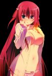  anime big_breasts breasts character_request ecchi long_hair looking_at_viewer no_bra red_hair redhead series_request twitter 