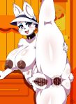  1girl 1girl 2016 anthro anus big_breasts breasts censored collar furry hat inside lagomorph mammal navel nipples nude open_mouth poster presenting presenting_anus presenting_pussy pussy rabbit_shopkeeper raised_leg slightly_chubby spread_legs spreading teddy_jack undertale video_games 