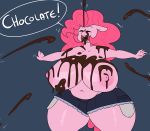  1girl anthro areola big_breasts breasts candy chocolate clothed clothing earth_pony english_text equine erect_nipples fan_character food friendship_is_magic furry horse huge_breasts hugtastic_pinkie_pie mammal my_little_pony nipples pinkie_pie_(mlp) pony somescrub text topless 