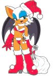  1girl anthro bat blue_eyes boots breasts christmas cleavage furry gloves green_eyes hat lingerie panties rouge_the_bat sega simple_background sonic_(series) transparent_background underwear vector video_games wings 