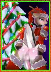  2016 anthro anus ass cervine christmas fluffy_trim furry girly holidays lights male mammal ornaments penis perineum reindeer santa_claus spreading testicles tinsel tree white_crest 