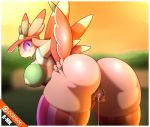  1girl 2016 anthro areola arthropod ass big_ass big_breasts big_eyes blush bodily_fluids breasts butt_focus claws clitoris clothed clothing clothing_aside genital_fluids hand_on_butt hand_on_hip high_res insect legwear looking_at_viewer lurantis nintendo nipples non-mammal_breasts panties panties_aside pok&eacute;mon_(species) pokemon purple_eyes pussy pussy_juice pussy_juice_string r-mk rear_view socks spread_pussy spreading squish stockings thick_thighs thigh_socks thigh_squish tongue tongue_out underwear underwear_aside video_games wide_hips 