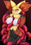  1girl 2016 anthro areola breasts canine cheezayballz delphox fox furry high_res mammal nintendo nipples nude pokemon pokemorph pussy soles tentacle tongue tongue_out video_games 