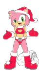  1girl amy_rose anthro boots breasts christmas cleavage furry gloves green_eyes hat lingerie panties sega simple_background sonic_(series) transparent_background underwear vector video_games 