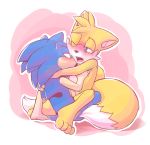  anthro barefoot blue_eyes blue_fur blush canine fox fur furry green_eyes hedgehog kissing male male/male mammal miles_&quot;tails&quot;_prower nude open_mouth penis rexin romantic_couple sega simple_background sonic_the_hedgehog teeth tongue video_games yellow_fur 