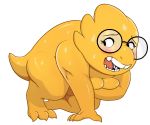  1girl alphys alphys_(undertale) anthro anthro_only breasts claws covering_breasts female_only glasses lizard lizard_girl looking_away monster monster_girl naked non-mammal_breasts nude reptile reptile_girl scalie solo solo_anthro solo_female undertale undertale_(series) video_games white_background yellow_body yellow_skin 
