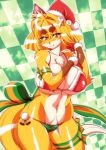  1girl 1girl amakuchi anthro big_breasts breasts canine christmas clothed clothing fox foxy-rena furry hat holidays legwear looking_at_viewer mammal santa_hat smile 