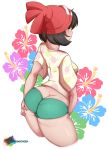  ass breasts clothes deviantart hand_on_ass hat large_ass looking_back moon_(pokemon) moon_(trainer) pokemon pokemon_sm rainbowscreen red_hat round_ass sideboob text 