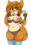  1girl 1girl anthro blush bra breasts cameltoe canine clothing fox furry looking_at_viewer mammal nipples prinisdead slightly_chubby underwear 