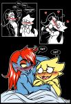 2015 2d 2d_(artwork) 2girls alphys alphys_(undertale) anthro anthro_only black_background blue_body blue_skin blush blushing_male breasts canon_couple claws comic comic_panel couple digital_media_(artwork) duo female female/female female_only glasses inuki lab_coat lizard lizard_girl monster monster_girl naked non-mammal_breasts nude red_hair reptile reptile_girl scalie undertale undertale_(series) undyne video_game_character video_games yellow_body yellow_skin yuri