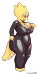 1_girl 1girl 2010s 2016 alphys alphys_(undertale) alternate_costume angstrom anthro artist_name claws doctor female_anthro glasses lab_coat lizard looking_at_own_breasts looking_at_self reptile scalie solo_anthro undertale undertale_(series) video_games white_background