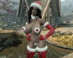  big_breasts black_hair breasts christmas fuckable insanely_hot large_breasts long_hair mod skyrim 