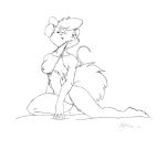  1girl anthro anthro_mouse breast disney exposed_breast female female_anthro female_anthro_mouse furry leotard leotard_pull mammal miss_kitty_mouse monochrome mouse mouse_ears mouse_tail rodent semi-nude tail the_great_mouse_detective undressing winstar 