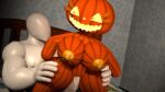 1boy 1girl bed bouncing_breasts cowgirl_position faceless_male five_nights_at_freddy&#039;s jack_o_pumpkin_(fnaf) looking_back nude penis penis_in_pussy pumpkin pumpkin_girl pumpkin_head sex
