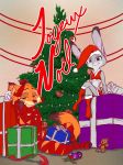  1girl 2016 anthro canine christmas disney fox fur furry holidays judy_hopps lagomorph male mammal nick_wilde rabbit zootopia 