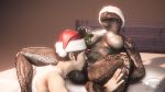  1girl 2016 3d_(artwork) anthro argonian armpits ass big_ass black_scales breasts christmas digital_media_(artwork) hat holidays holly_(plant) human inviting jojje male male/female mammal nude oral plant presenting presenting_pussy pussy pussylicking scales scalie sex source_filmmaker the_elder_scrolls vaginal video_games 