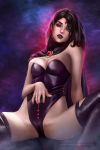 1girl breasts cameltoe cleavage dc_comics female_only looking_at_viewer prywinko raven_(dc) spread_legs stockings teen_titans 