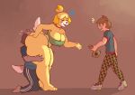  1girl 2016 animal_crossing anthro armpits ass big_ass big_breasts big_thighs blush breasts brother brother_and_sister canine clothed clothing collar digby_(animal_crossing) dog domination drooling facesitting female female_domination grope huge_ass huge_breasts human incest isabelle_(animal_crossing) male male/female mammal money nintendo saliva shirt sibling signirsol sister standing thick_thighs thong video_games villager_(animal_crossing) wide_hips 
